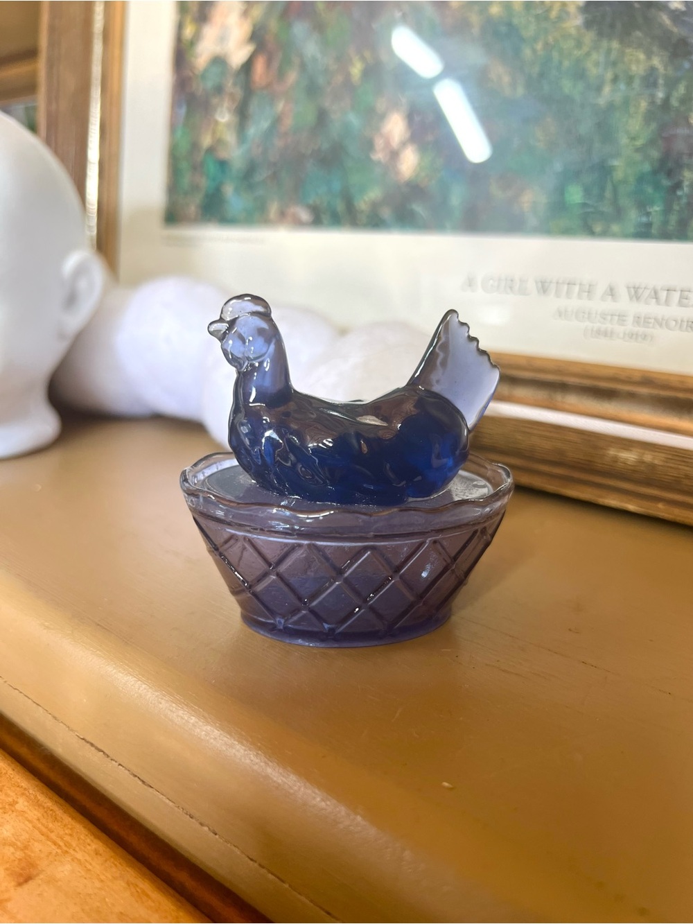 Midnight Blue Mini Hen On Nest HON Handmade Poured Resin Trinket Dish 2 Pieces